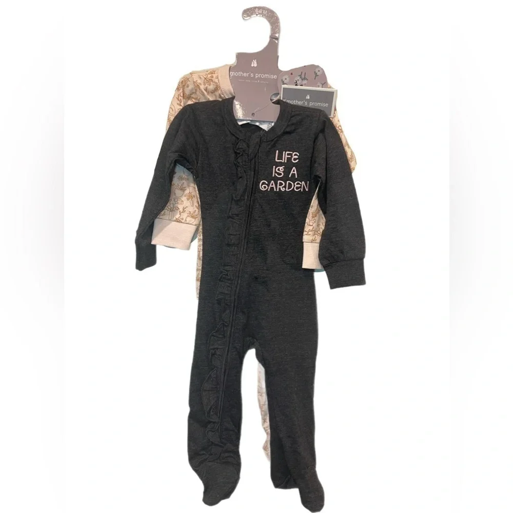 Mother’s Promise Life Is a Garden Set of 2 Zipper Sleeper Botanical Garden 6-9m